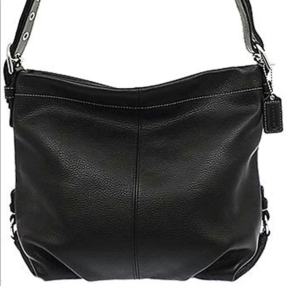 NIB SmallDefect Coach Black LEATHER DUFFLE $358 Re - Picture 1 of 9